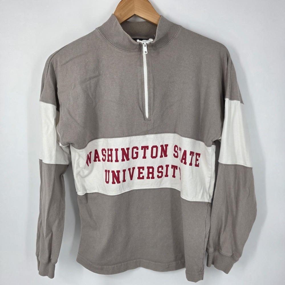 WSU Cougars Spirit Jersey Gray White Colorblock‎ Unisex XS NCAA 1/4 Zip Mock